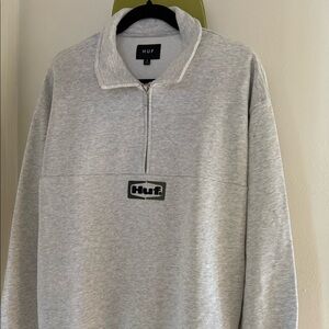HUF gray quarter zip sweater size small